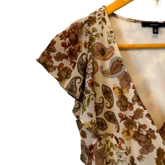 DREW Terra Vnt Garden flrl lined wrp drss w ruffl & hi/low hem SZ S vs feminine - Picture 4 of 9